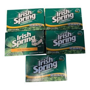 5X Vintage Irish Spring ORIGINAL Clean Deodorant 3.75oz Bar Soap Made In USA New